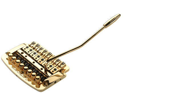 Kahler Pro 2328-GX Gold 8 String Flat Mount Standard Guitar Bridge with Brass Cam and Brass Rollers